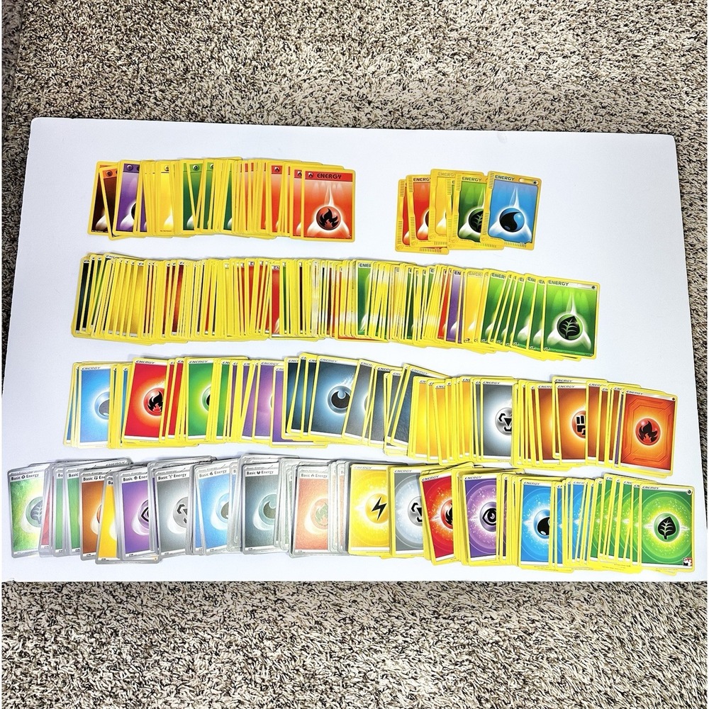 Pokemon Energy Cards & Tin Lunch‎ Box Mixed Bulk Lot  1999 - 2024, 900+ Cards